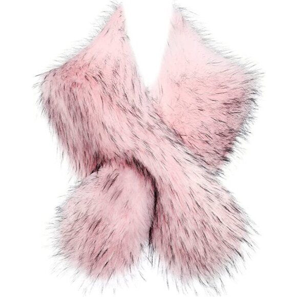 𝅺🆕 Luxury Vegan Fur Collar Wrap Winter Cloak Bridal Wedding Cover Up SOFT PINK👑 - Picture 2 of 6